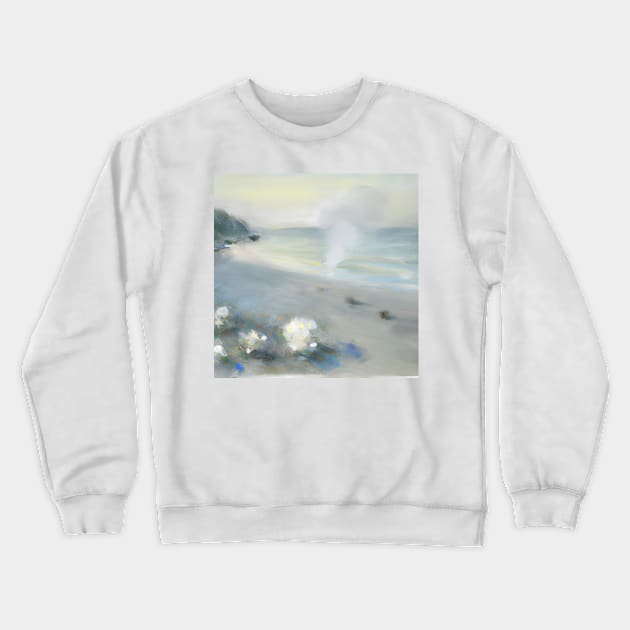 Beach Landscape Pastel Painting Crewneck Sweatshirt by druidwolfart